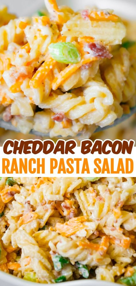 Cheddar Bacon Ranch Pasta, Bacon Ranch Pasta, Bacon Ranch Pasta Salad, Creamy Pasta Salads, Healty Dinner, Ranch Pasta Salad, Ranch Pasta, Macaroni Salad Recipe, Pasta Sides