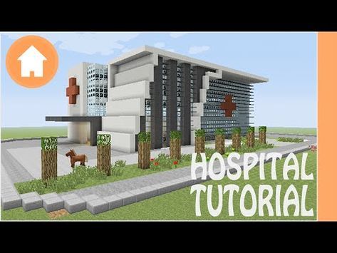 Minecraft Hospital Interior, Minecraft Hospital Ideas, Minecraft Hospital, Building In Minecraft, Minecraft Modern City, Minecraft City Ideas, Minecraft Shops, Youtube Minecraft, Modern Minecraft Houses