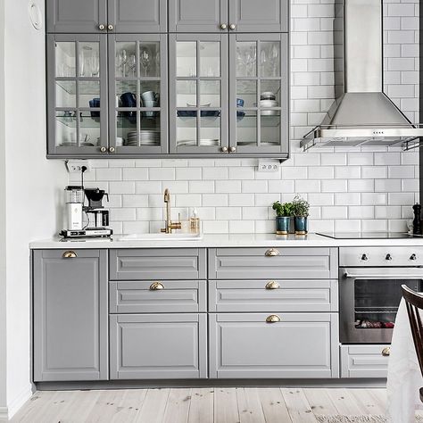 Gray subway tile kitchen