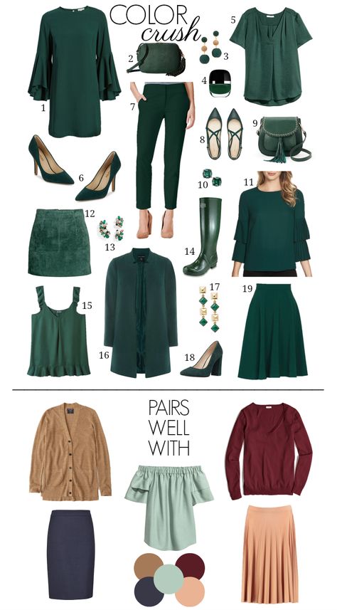 emerald green Emerald Green Outfit, Autumn Color Palette Fashion, Penny Pincher Fashion, Brown Outfits, Colour Combinations Fashion, Color Combinations For Clothes, Penny Pincher, Fashion Capsule Wardrobe, Color Trends Fashion