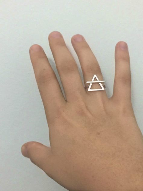 Alchemy Ring Triangle Ring-Earth and Air Ring by EloraJewelry Valentines Gift For Mother, Air Ring, Element Jewelry, Earth Symbol, Earth Ring, Alchemy Jewelry, Air Element, Gold Triangle, Triangle Ring