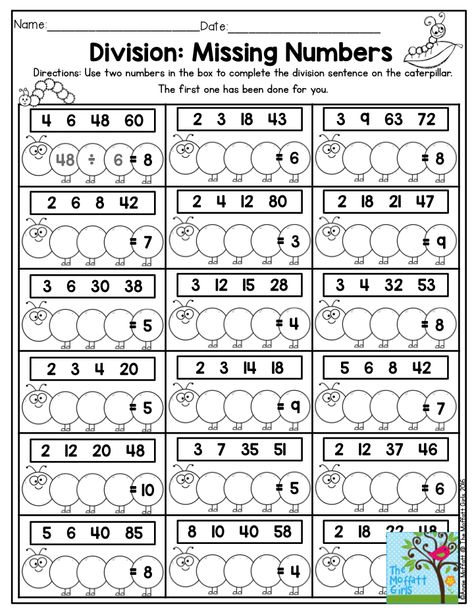 Division: Missing Numbers- A fun division activity!  In the April NO PREP Packet for 3rd Grade. Fun Division Worksheets, Division Activities 3rd Grade, Division Worksheets 3rd Grade, Third Grade Division Worksheets, Division Worksheets Grade 3, Division Worksheets Grade 4, Third Grade Worksheets, Math Division Worksheets, Third Grade Math Worksheets