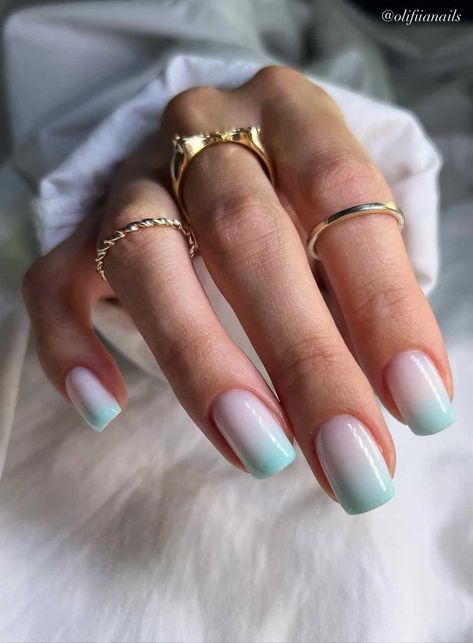 Mint Green Nail Designs, Square Nails Designs, Weird Nails, Mint Green Nail Polish, Summer Dip, Mint Green Nails, Mint Nails, Green Acrylic Nails, Green Nail Art