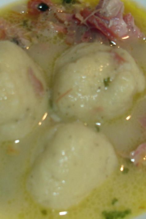 Ham Soup and Cornmeal Dumplings Appalachian Recipes, Cornmeal Recipes, Bread Dumplings, Cornmeal Dumplings, Ham Bone, Ham Soup, Dumplings For Soup, Dumplings Recipe, Just A Pinch Recipes