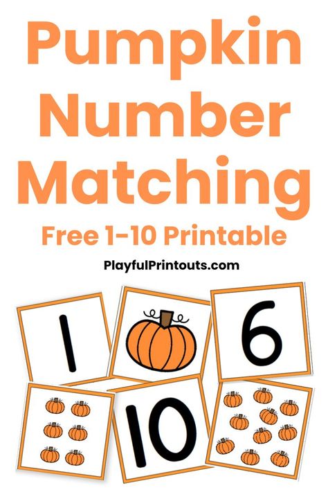 Enjoy several fun number matching activities preschoolers will love. All you need is this pumpkin and number cards printable. This pumpkin number matching game is perfect for teaching counting and number recognition. Printable Activities for kids Number Matching Activities, Preschool Number Matching, Number Cards Printable, Number Activities Preschool, Printable Craft Templates, Teaching Counting, Matching Activities, Fun Fall Activities, Autumn Activities For Kids