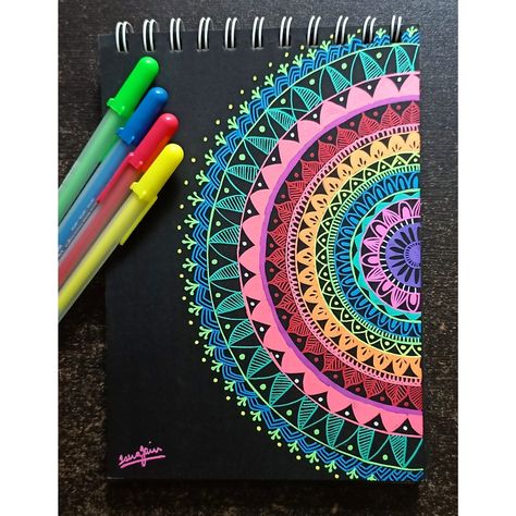 Drawing With Neon Pens, Neon Gel Pen Art, Gelly Roll Pens Art Doodles, Gel Pen Doodles, Pen Art Doodle, Neon Mandala, Gelly Roll Pens, Line Art Projects, Gel Pen Drawings