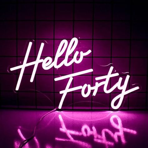 Amazon.com : Hello Forty Neon Sign 40th Birthday Dimmable Neon Sign Pink Letters Neon Lights For Bedroom Decor USB Hanging Sign For Home Apartment Office Beauty Salon Decor : Tools & Home Improvement Happy Birthday 40, Alphabet Wall Decor, Hello Forty, Old Neon Signs, Neon Lights Bedroom, Birthday Wall, Neon Lamp, Alphabet Wall, Beauty Salon Decor