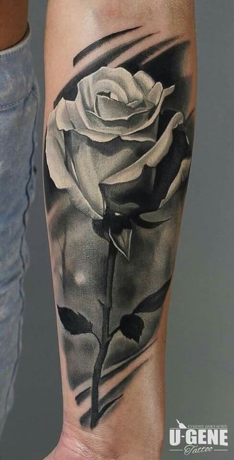 The black rose tattoo is widespread, but do you know its meaning? In the article, you will find the answer to this question and many ideas for such a tattoo. White Rose Tattoo, Black And White Rose Tattoo, Black And Grey Rose Tattoo, Black Rose Tattoo, Rose Black And White, Rose Tattoo Ideas, White Rose Tattoos, Rose Drawing Tattoo, Rose Tattoo Sleeve