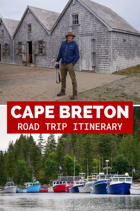 This is a travel itinerary for a road trip on the southern part of Cape Breton Island in Nova Scotia, Canada. Baddeck Nova Scotia, Eastern Canada Travel, East Coast Canada, Nova Scotia Travel, Halifax Canada, Cape Breton Nova Scotia, Cabot Trail, Canada Trip, Cape Breton Island