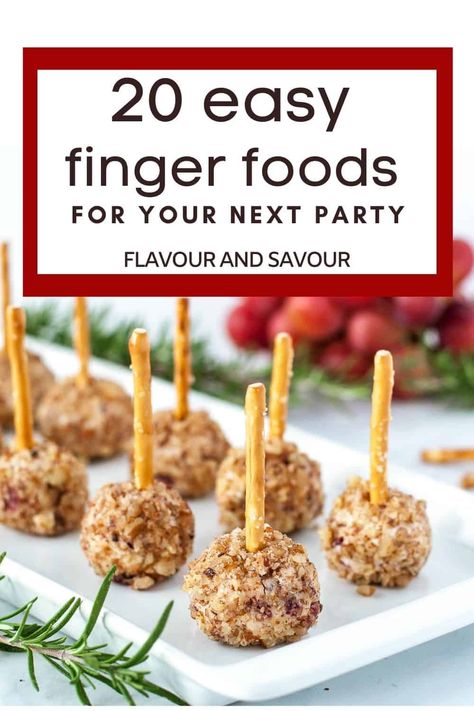 Finger foods are fun foods! Here's a collection of 20 Easy Finger Food Appetizers that your friends will love. Most of these appetizer recipe ideas are gluten-free, many are vegetarian, paleo or keto! You'll find something for everyone in this round-up of finger food recipes. Recipes To Impress Guests, Holiday Cheeseball, Fun Finger Foods, Gluten Free Finger Foods, Cheeseball Recipes, Breakfast Finger Foods, Vegetarian Finger Food, Mini Cheese Balls, Toothpick Appetizers