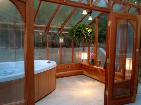 Simple Gazebo, Whirlpool Deck, Greenhouse House, Hot Tub Enclosure, Tub Room, Gazebo Garden, Indoor Hot Tub, Hot Tub Designs, Hot Tub Room