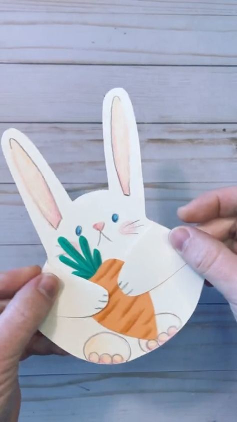 How to make a cute spring bunny craft to make when you are feeling bored. Create this sentimental handprint card for moms dads and… | Instagram Spring Bunny Crafts, Easter Art Project, Easter Basket Crafts, Craft Easter, Craft To Make, Bunny Craft, Paper Bunny, Easter Cards Handmade, Fun Easter Crafts