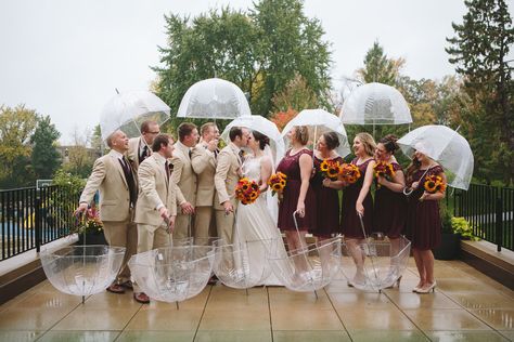 Umbrella Wedding Photos, Rain Wedding Photos, Fun Wedding Party Photos, Golf Course Wedding Photos, Rain On Wedding Day, Wet Wedding, Rainy Wedding Photos, Lauren Baker, A Blessing In Disguise