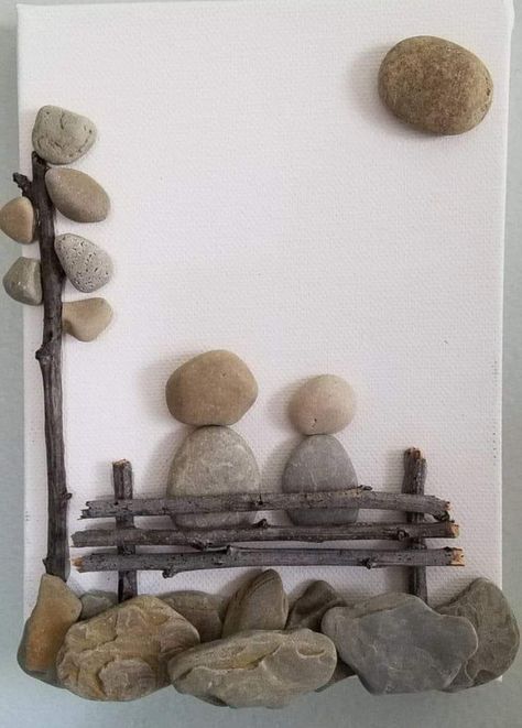 Rock People Art, Diy Stone Wall, Rock Crafts Diy, Stone Pictures Pebble Art, Driftwood Art Diy, Stone Wall Art, Pebble Art Family, Glass Art Pictures, Diy Rock Art