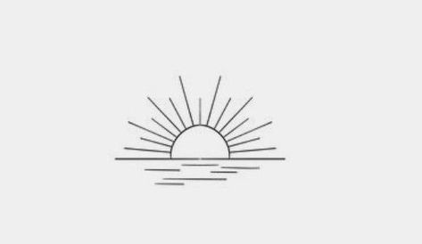 Boho Sunset Tattoo, Sunrise Simple Drawing, Sunrise Over Ocean Tattoo, Small Sunrise Tattoo Simple, Minimalist Sunrise Tattoo Simple, Ocean Sunset Tattoo Simple, Sunset Line Tattoo, Sun Rise Tattoo Design, Line Sunset Tattoo