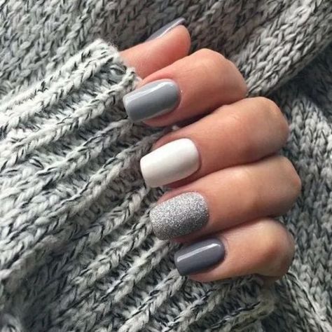 80 Stunning Gray Nail Designs for 2024 - NAILSPIRATION January Nails, Nail Colors Winter, Nagel Tips, Short Square Nails, Her Nails, White Nail, Winter Nail Designs, Nail Designs Spring, Classy Nails