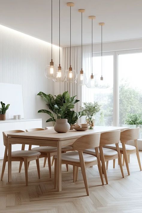 40 Essentials to Create a Cozy Hygge Scandinavian Dining Room Dining Room Scandi, Cozy Scandinavian Dining Room, Scandanavian House Design, Scandinavian Interior Lighting, Dining Room Wall Decor Minimalist, Japan Scandinavian Interior, Scandinavian Modern Interior, Scandinavian Dining Room Decor, Japandi Dining Room Design