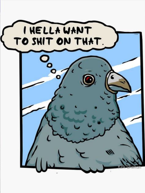 Cartoon bird meme that shows what pigeons think about Bird Memes Funny, Bird Meme, Funny Birds, Pretty Birds, The Birds, Dad Jokes, Birdy, Pigeon, Tik Tok