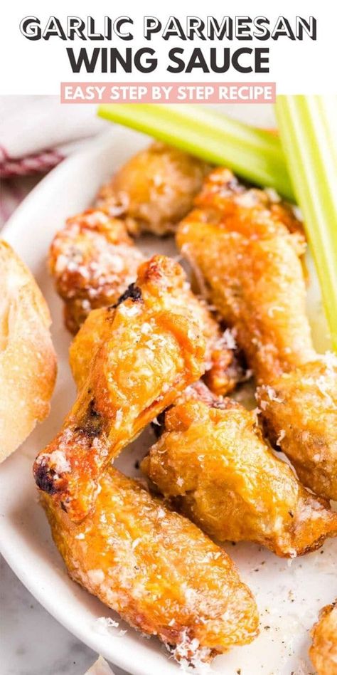 Sauce For Chicken Wings, Chicken Wings Baked, Dipping Sauce For Chicken, Parmesan Wing Sauce, Chicken Wing Sauce Recipes, Parmesan Garlic Chicken, Parmesan Wings, Dipping Sauces For Chicken, Garlic Parmesan Wings