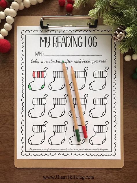 Christmas Learning Activities, Christmas Learning, Reading Log Printable, Christmas Reading, Reading Logs, Coloring Pages Free Printable, Printables Free Kids, Fun Christmas Crafts, Educational Activities For Kids