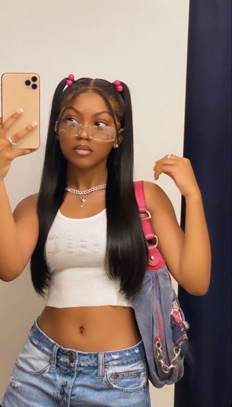 Y2k Hairstyles, Peinados Fáciles Para Cabello Corto, 90s Hairstyles, Front Lace Wigs Human Hair, Straight Human Hair, Baddie Hairstyles, Grunge Hair, Black Girls Hairstyles, Aesthetic Hair