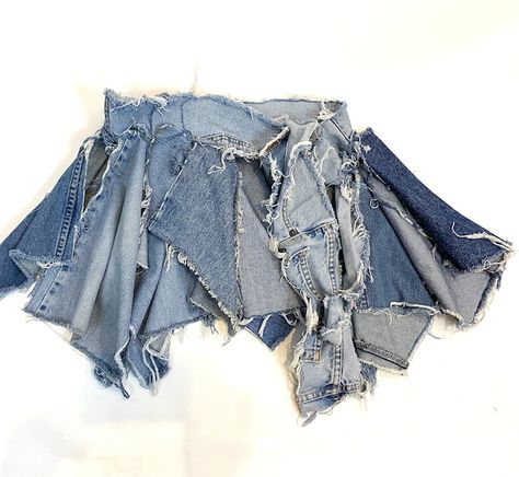 dinwiddies - Etsy Josephine Baker Style, Distressed Outfit, Peplum Belt, Denim Scraps, Unique Jackets, Diy Clothes Design, Denim Belt, Destroyed Denim, Denim Diy