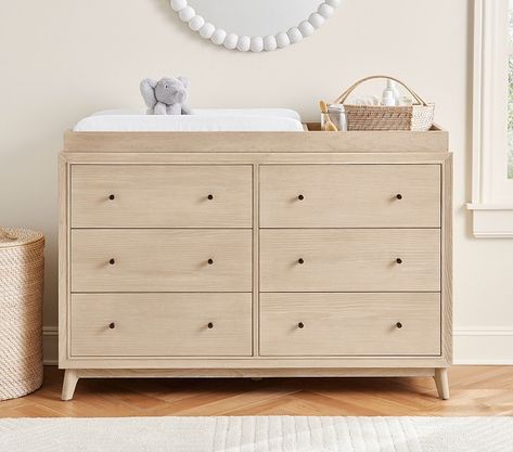 Sloan Extra Wide Changing Table Dresser & Topper Changing Table With Dresser, Nursey Dresser, Baby Boy Nursery Dresser, Nursery Dresser Ideas, Boy Nursery Furniture, Nursery Dresser Changing Table, Changing Table Ideas, Nursery Drawers, Nursery Dressers