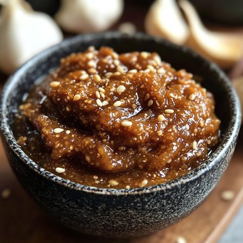 🌶️ Discover the robust flavor of Garlic Soybean Paste (Doenjang)—a savory and versatile ingredient for your Korean dishes! 🇰🇷🍲 #Doenjang #KoreanCooking Garlic Soybean Paste (Doenjang) Ingredients: Soybean paste (1 cup) Garlic (4 cloves, minced) Soy sauce (2 tbsp) Sesame oil (1 tbsp) Sugar (1 tsp) Water (1/2 cup) Instructions: In a bowl, mix soybean paste with minced garlic, soy sauce, sesame oil, sugar, and water. Stir until smooth and well combined. Store in an airtight container in the ... Soybean Paste, Instagram Recipes, Korean Cooking, Korean Dishes, Trending Recipes, Sesame Oil, Minced Garlic, A Bowl, Soy Sauce