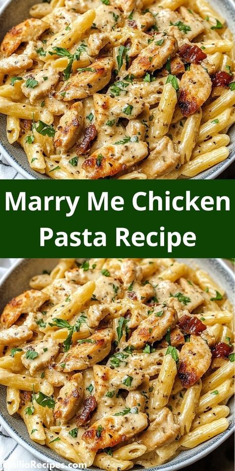 Searching for tasty chicken recipes? Our Marry Me Chicken Pasta Recipe is a must-try! This chicken dinner idea combines the best of pasta recipes and chicken recipes for a delightful meal. Marry Me Chicken Pasta, Resep Pasta, Pasta With Chicken, Marry Me Chicken, Easy Pasta Dinner, Fast Dinner Recipes, Favorite Recipes Dinner, Pasta Dinner Recipes, Chicken Pasta Recipes