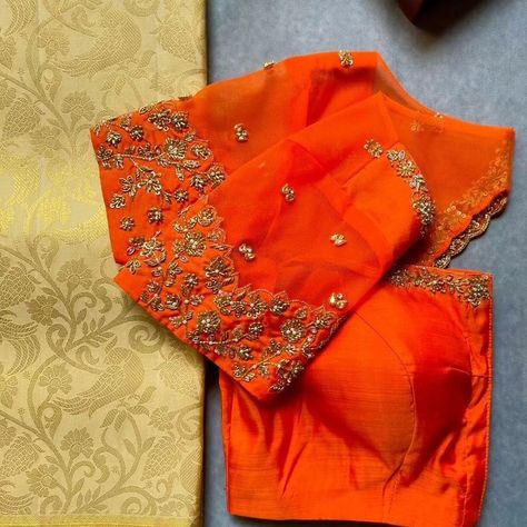 Elevate your wardrobe with our stunning Designer Zardosi Maggam Work Blouses! ✨ - Fabric : Half pattu/Raw Silk - Dispatch: 4 days - Price. : 2800unstitched - - :3350stiched With customizable colors and sizes, each blouse is crafted to perfection, just for you! Don’t miss out—transform your outfit with a touch of tradition and elegance. Get yours now and stand out in any crowd! 🌸 Zardosi Blouse, Embroidery Blouse Saree, Hand Embroidery Blouse, Green Blouse Designs, Ready Made Blouse, Modern Blouse, Maggam Blouse, Saree Blouses Online, Maggam Work Designs