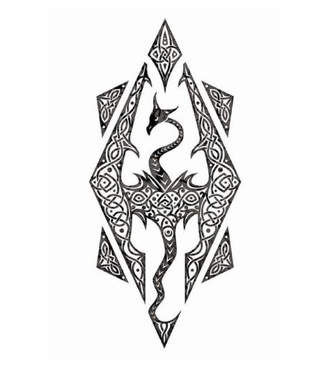 Skyrim tattoo idea Skyrim Tattoo Stencil, Subtle Skyrim Tattoo, Skyrim Tattoo Design, Skyrim Logo Tattoo, Elder Scrolls Tattoo Ideas, Gaming Tattoo Designs, Alduin Skyrim Tattoo, Morrowind Tattoo, Tattoos For Nerds