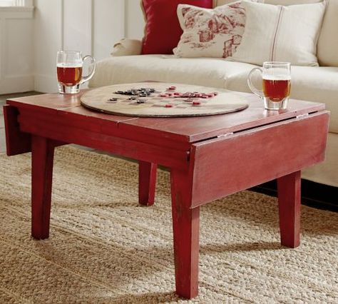 eastlake-red-table1 Drop Leaf Coffee Table, Red Coffee Table, Livingroom Table, Leaf Coffee Table, Coffee Table Pottery Barn, Red Coffee Tables, Kitchen Sofa, Decor Coffee Table, Den Ideas