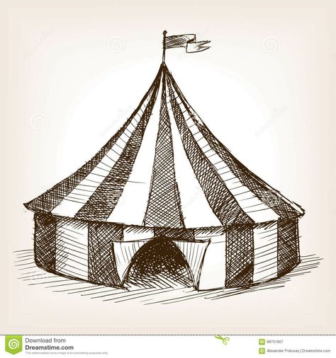 Theme Drawing Ideas, Circus Tent Drawing, Vintage Circus Tent, Circus Tent Illustration, Tent Drawing, Vehicle Sketch, Theme Drawing, Ride Drawing, Circus Tattoo