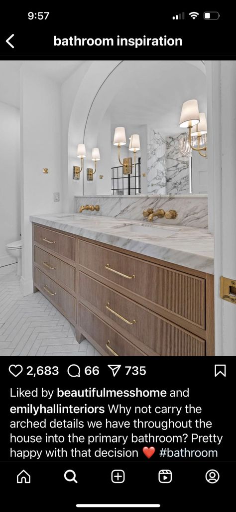 Calcutta Marble Bathroom, Marble Backsplash Bathroom, Bath Lights, Timber Kitchen, Master Bath Vanity, Beach Interior, Primary Bathroom, Hall Interior, Boys Bathroom