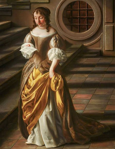 Anne Conway by Samuel van Hoogstraten, 17th Century Stolen Kiss, 17th Century Fashion, Casual Relationship, Fashion Timeline, Century Dress, Woman Reading, Historical Costume, Baroque Fashion, Historical Dresses