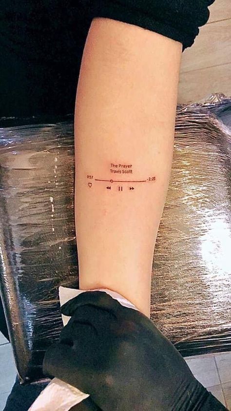 Song Tattoos Ideas Spotify, Song Tattoo Designs, Tattoo Ideas Female Lyrics, Spotify Song Tattoo, Spotify Barcode Tattoo, Spotify Tattoo Ideas, Travis Scott Inspired Tattoos, Space Song Tattoo, Travis Scott Tattoo Design