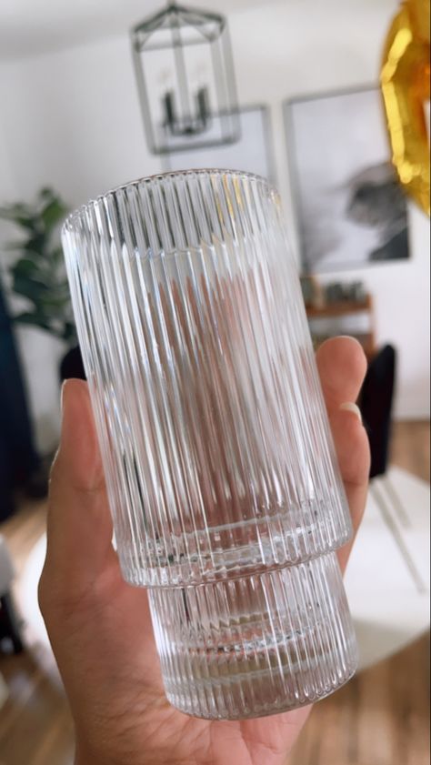 Ribbed glasses, aesthetic drink cups Vintage Glass Cups, Ribbed Glasses, Ribbed Glassware, Iced Coffee Glasses, Aesthetic Drink, Glasses Aesthetic, Coffee Glasses, Ikea Decor, Rocks Glasses