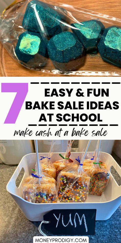 Easy bake sale at school ideas - need ideas for what to make for a bake sale? Either your child or you can make these really simple recipes. I love how easy and UNIQUE they are. I think they'll be really successful at a bake sale. Bake Sale Candy Ideas, Baking Stall Ideas, What To Make For Bake Sale, Selling Baked Goods At Craft Fairs, Bake Sale Fundraiser Ideas, Popular Bake Sale Items, Bake Sales Ideas, Bake Sale Treats Fundraiser, Easy Bake Sale Ideas Fundraiser