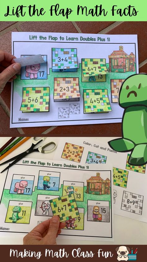 Minecraft Worksheets, Minecraft Education, Math Craftivity, Love Minecraft, Subtraction Within 20, Minecraft School, Doubles Facts, Numeracy Activities, Mommy Ideas