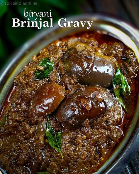 Brinjal Gravy For Biriyani, Brinjal Recipes Indian Gravy, Brinjal Curry Recipes, Brinjal Recipes Indian, Brinjal Recipes, Easy Indian Sweet Recipes, South Indian Vegetarian Recipes, Brinjal Curry, Vegetarian Gravy