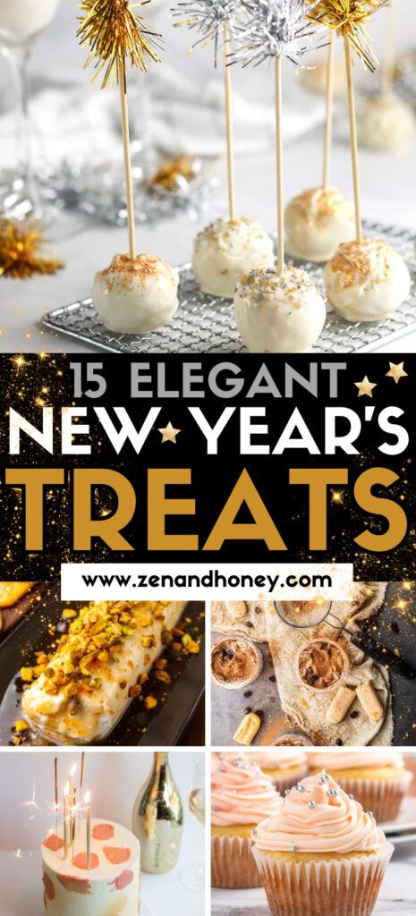 15 Festive New Year's Treats - ZEN AND HONEY New Years Eve Cake Pops, Desserts For New Years Eve Party, New Years Party Desserts, Easy New Years Eve Desserts, New Year Desserts Ideas, New Year’s Eve Cake, New Years Eve Treats, New Years Cake Pops, January Desserts