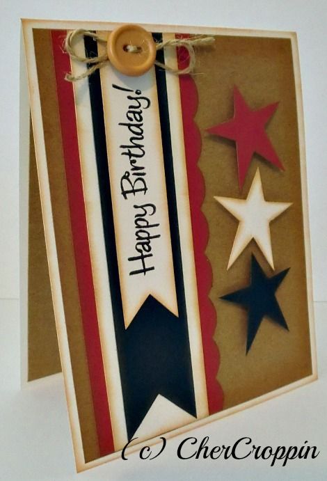 Hi again!       A friend of the family's son (I call him my nephew) celebrates his birthday near the 4th of July, so I decided this year ... Military Cards, Masculine Birthday Cards, Bday Cards, Boy Cards, Star Cards, Cricut Cards, Birthday Cards For Men, Masculine Cards, Handmade Birthday Cards