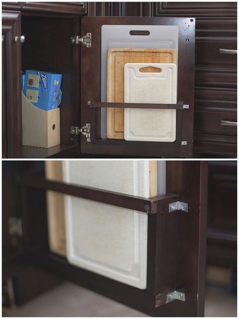 Cabinet Door Storage, Kitchen Cabinet Organization Ideas, Diy Space Saving, Kitchen Organization Diy, Board Storage, Kitchen Hacks Organization, Diy Kitchen Storage, Kitchen Cabinet Organization, Kitchen Cabinet Doors