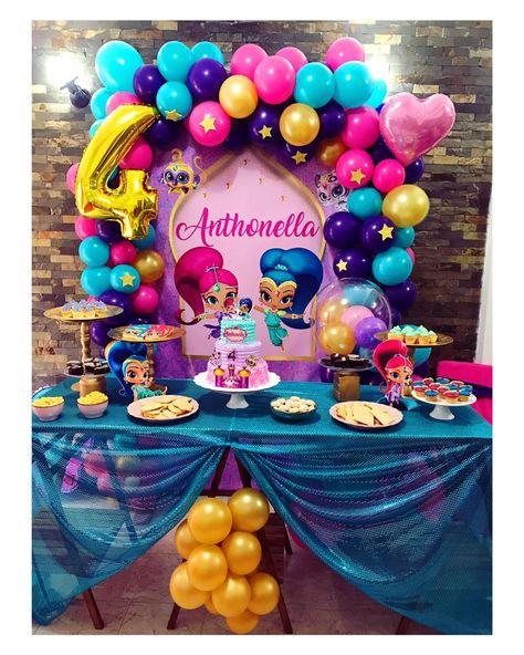 Shimmer And Shine Birthday Party Ideas, Shimmer And Shine Party, Shimmer Y Shine, Moana Birthday, Shimmer Shine, Shimmer And Shine, Childrens Birthday Party, Shimmer N Shine, 6th Birthday Parties