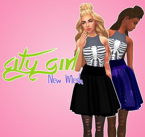 Sims 4 CC's - The Best: City Girl Skirt by Sul Sul Long Flowy Skirt, Best City, Sims 4 Dresses, Cc Finds, Sims 4 Custom Content, Flowy Skirt, City Girl, Sims 4, Skater Skirt