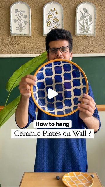 Terracotta Plates Painting, Plate Art Wall Decorating Ideas, Diwali Wall Hangings, Hang Plates On Wall, Terracotta Plates, Jute Wall Art, Ceramic Wall Plates, Ceramic Plates Wall, Terracotta Plate