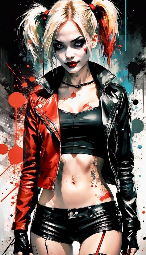 Harley Quinn Concept Art, Red And Black Harley Quinn, Harley Quinn Art Illustrations, Harley Quinn Kunst, Harley Quinn Painting, Harley Quinn Wallpaper, Harley Quinn Illustration, Harleen Quinn, Joker Y Harley Quinn