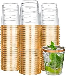 R-kay 50 Pack Gold Plastic Cups For Party - 8 Oz Clear Party Cups Disposable - Hard Disposable Cups - Heavy Duty Gold Cups - Disposable Cocktail Glasses - Plastic Glasses (Gold) Plastic Glasses, Rose Gold Party, Gold Cup, Disposable Cups, Gold Party, Cocktail Glasses, Party Cups, Plastic Cups, Backyard Wedding