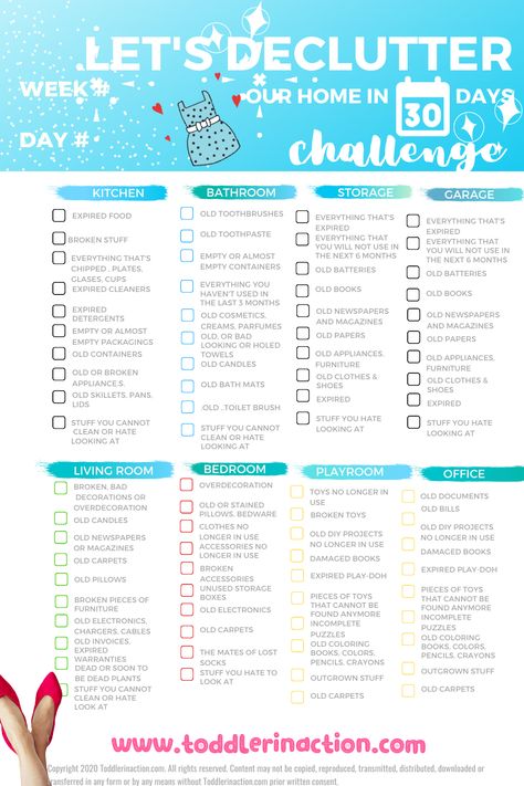 Life Checklist, 30 Days Challenge, Declutter Checklist, Deep Cleaning Checklist, Deep Cleaning Hacks, Decluttering Inspiration, Declutter Home, Declutter Challenge, Clean House Schedule