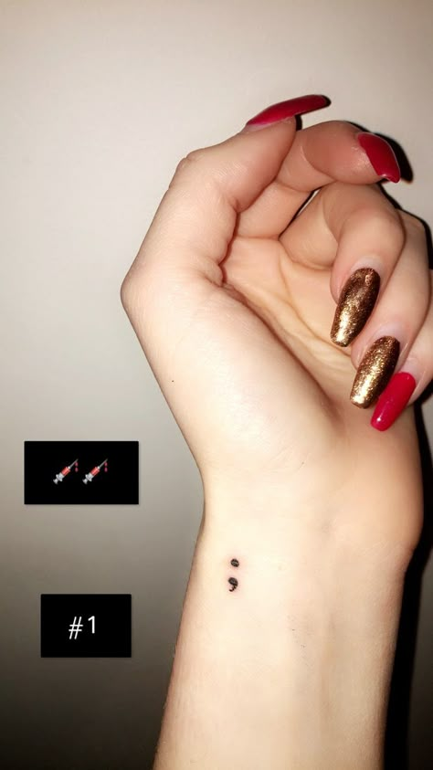 Semi-colon Tattoo Red Ink, Semi Colon Tattoo, Colon Tattoo, Semi Colon, Cute Tats, Semicolon Tattoo, Red Ink Tattoos, Cute Little Tattoos, Cute Tiny Tattoos